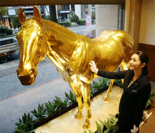 Gold plated horse