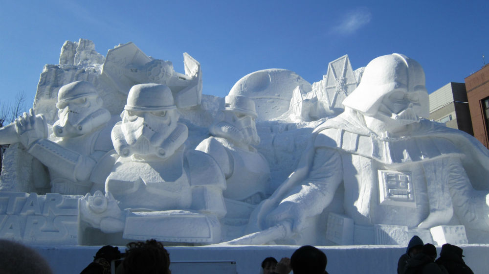 A giant Star Wars snow sculpture